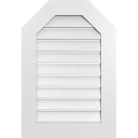 Ekena Millwork Octagonal Top Surface Mount PVC Gable Vent: Functional, w/ 3-1/2"W x 1"P Standard Frame, 22"W x 32"H GVPOT22X3201SF